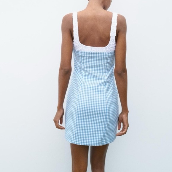 ZARA NWT gingham printed bustier mini dress - Picture 4 of 11